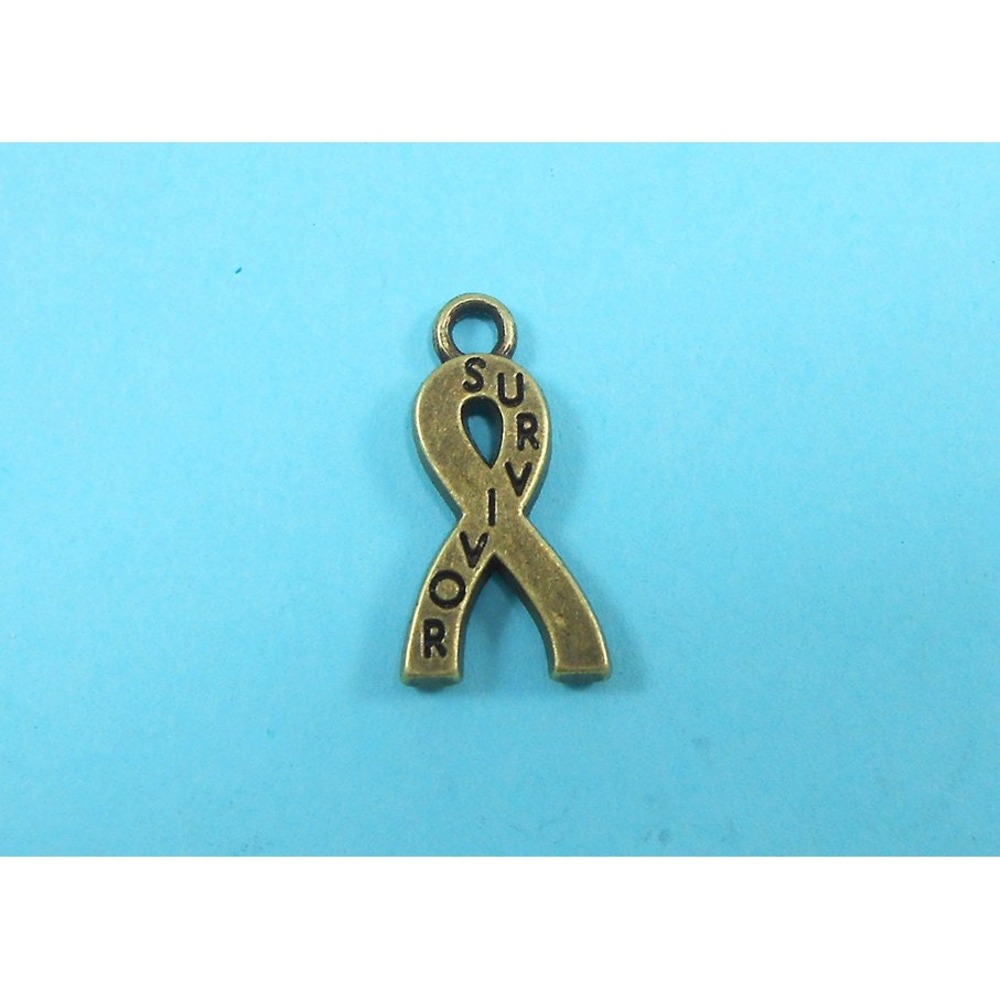 6pcs Survivor‎ Awareness Ribbon Charms Bronze Tone